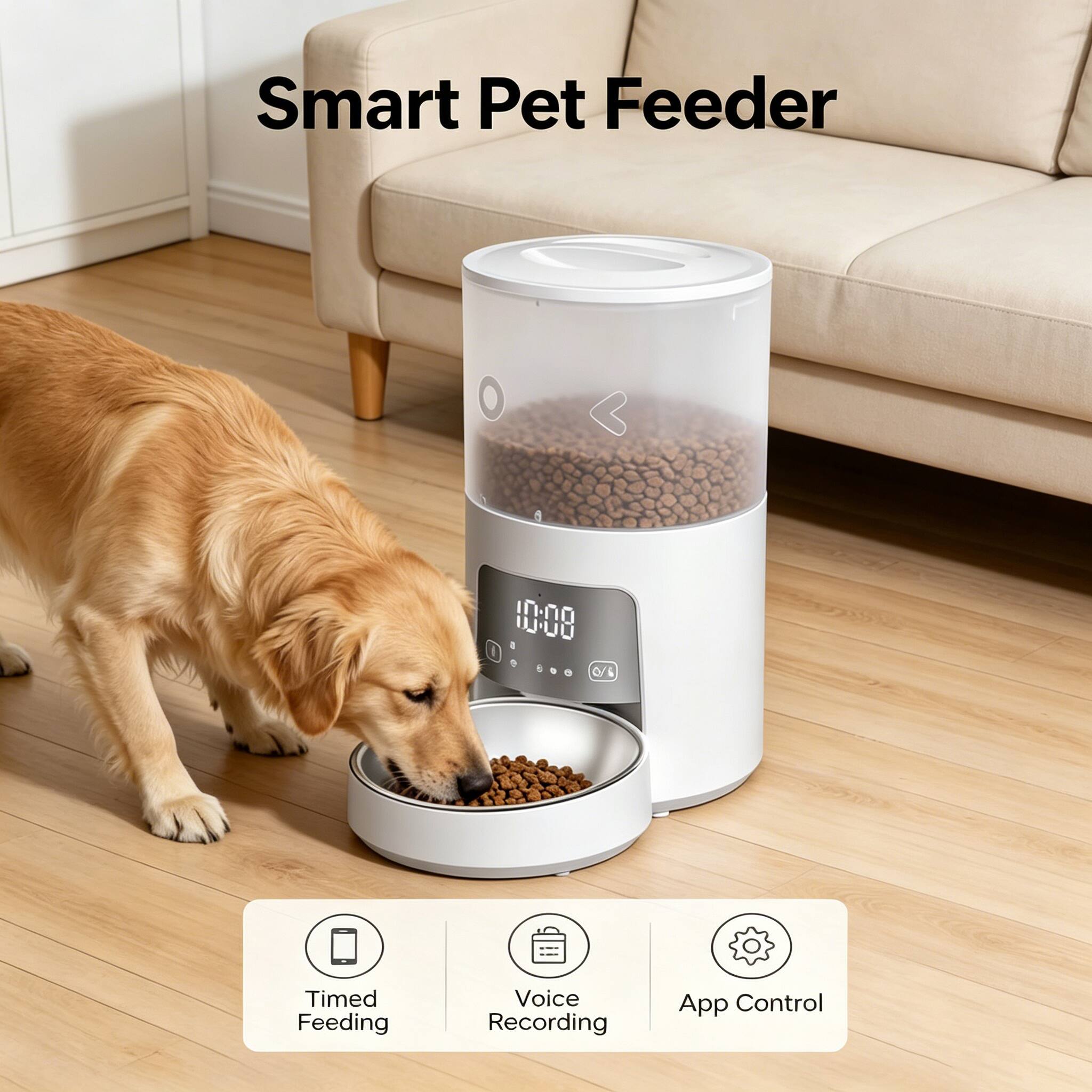 Smart Pet Feeder

10:00

Timed Feeding
Voice Recording
App Control