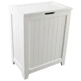 Redmon - Contemporary Wooden Clothes Hamper for Bedroom and Laundry Room - White