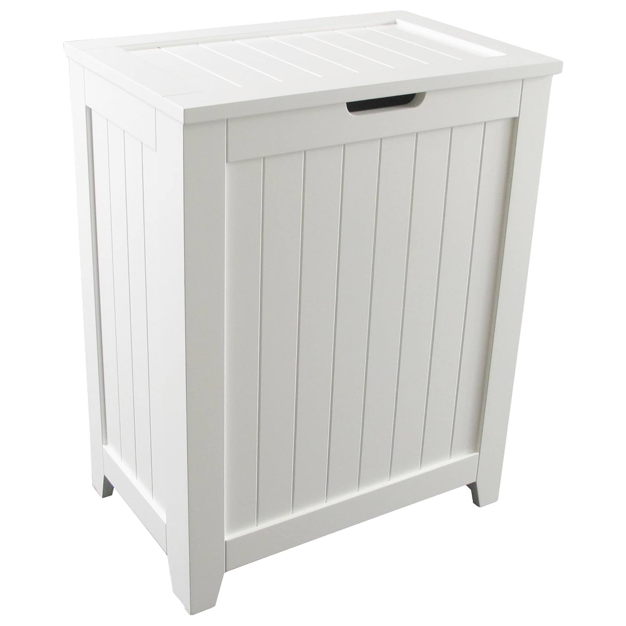 Front. Redmon - Redmon Contemporary Wooden Clothes Hamper for Bedroom and Laundry Room, White - White.