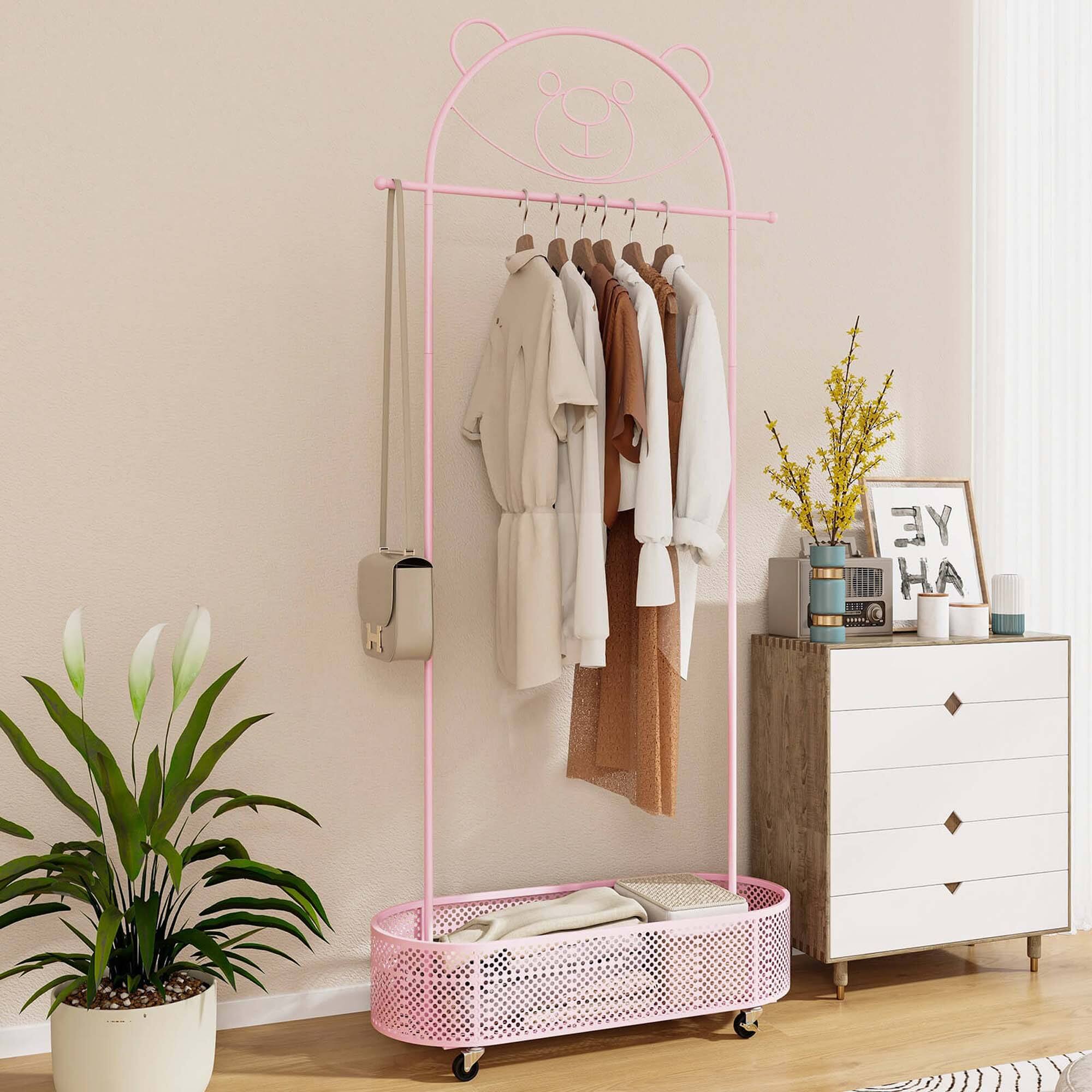 Alt View 3. Costway - Costway Kid Clothes Rack with 3 Adjustable Heights Home Freestanding Clothes Rack Pink - Pink.