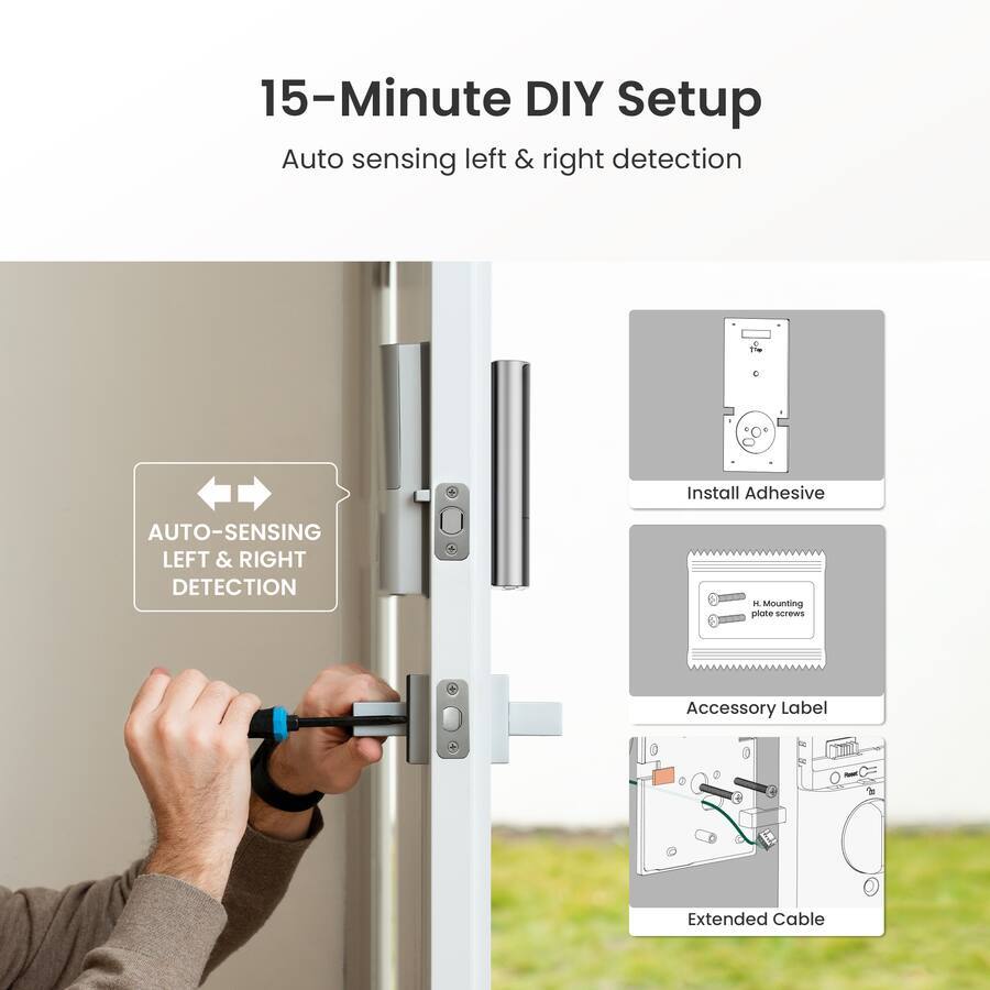 15-Minute DIY Setup  
Auto sensing left & right detection  

AUTO-SENSING LEFT & RIGHT DETECTION  

Install Adhesive  

Accessory Label  

Extended Cable