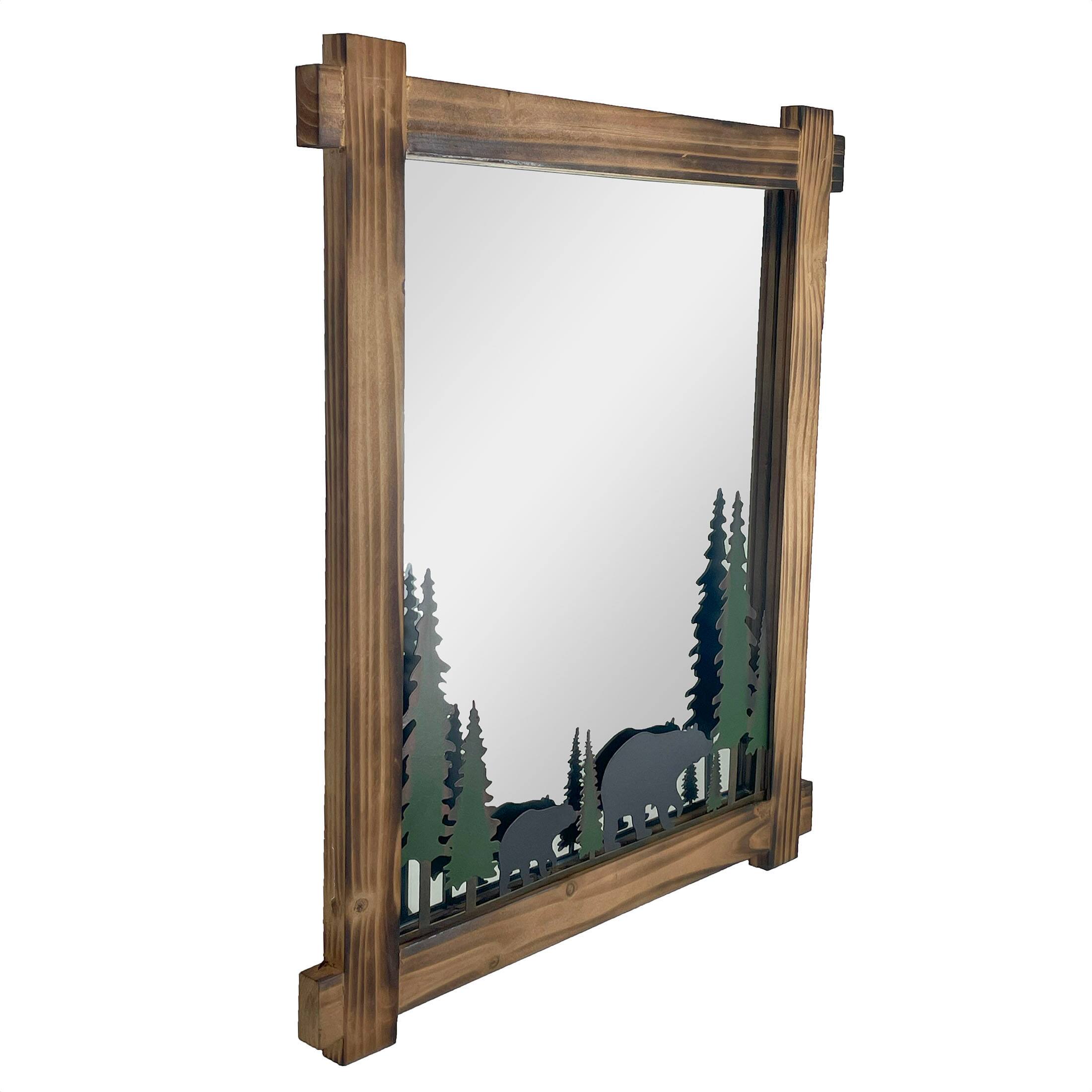 Alt View 1. Zeckos - 26-Inch High Black Bears Wood and Metal Wall Mirror Cabin Home Bedroom Decor - Brown.