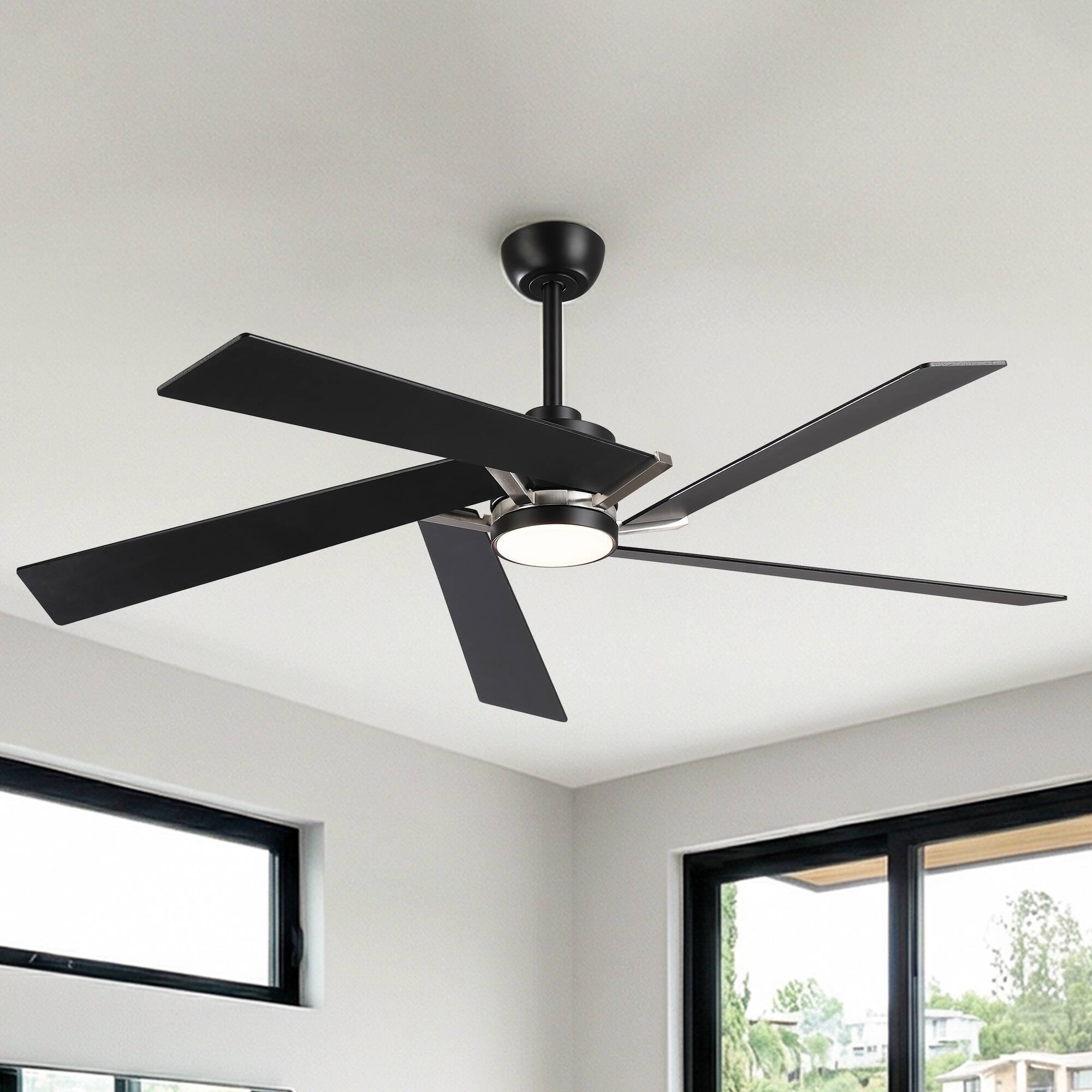 "Parrot Uncle - 60"" Modern LED Ceiling Fan with Remote Control and Reverible Blades - Black" price history on PriceWatchPro