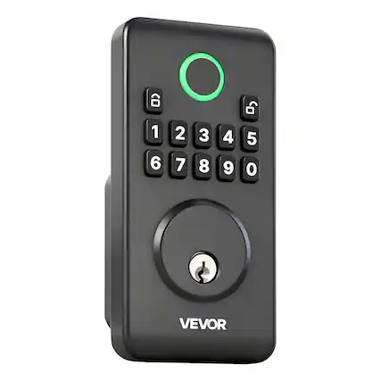 Front. VEVOR - Keyless Entry Door Lock, Electronic Deadbolt with Customizable User Codes, Pioneering Easy-Grip Design, Keyed Entry - Black.