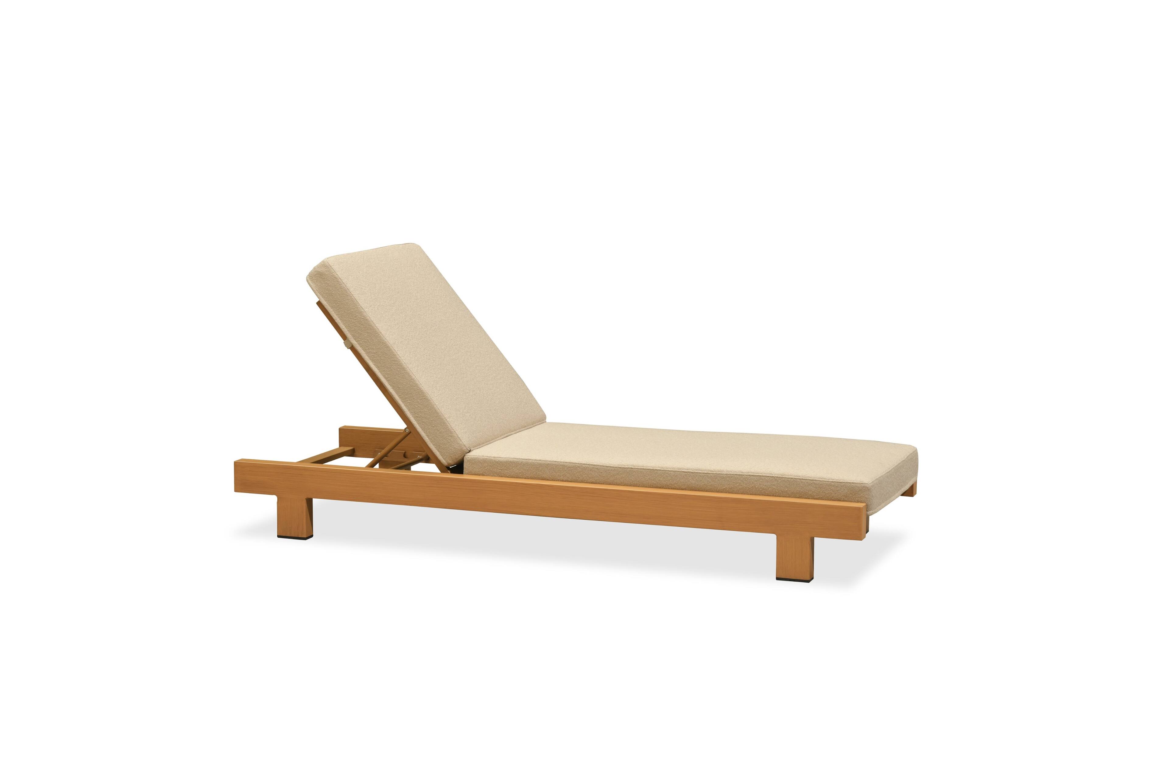 Front. PURPLE LEAF - Outdoor Standard Chaise Lounge Bed for Poolside with Cushion Olefin Blend Fabric Aluminum Frame for Deck and Backyard - Natural Teak.