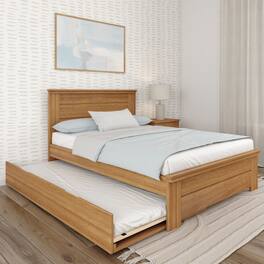 Plank+Beam - Farmhouse Full Bed with Panel Headboard with Trundle, Pecan - Pecan Dip