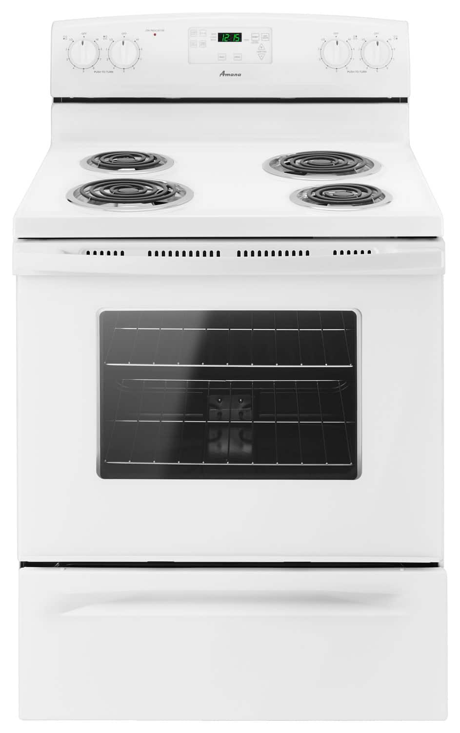 white electric stove self cleaning