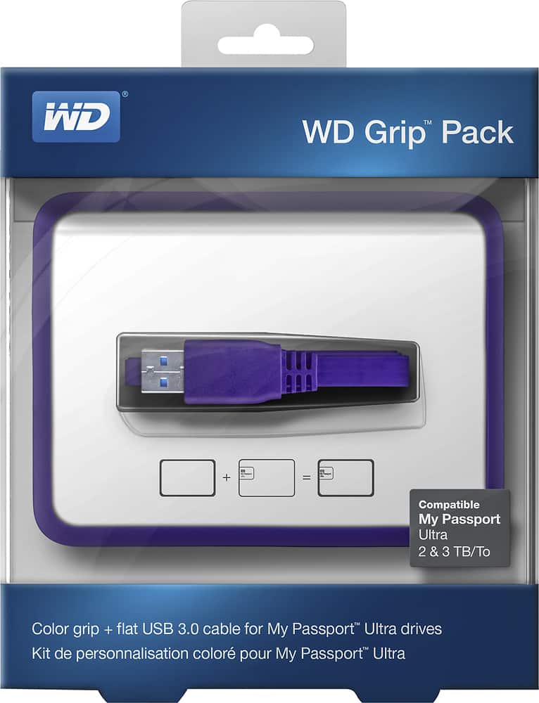 Angle. WD - Grip for My Passport Ultra 2TB and 3TB Hard Drives - Grape.