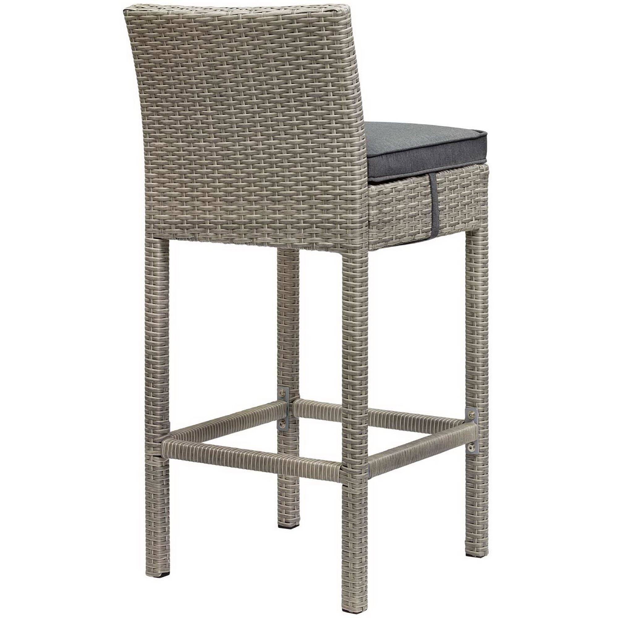 Left. Modway - Conduit Outdoor Patio Wicker Rattan Bar Stool by Modway - Light Gray Charcoal.