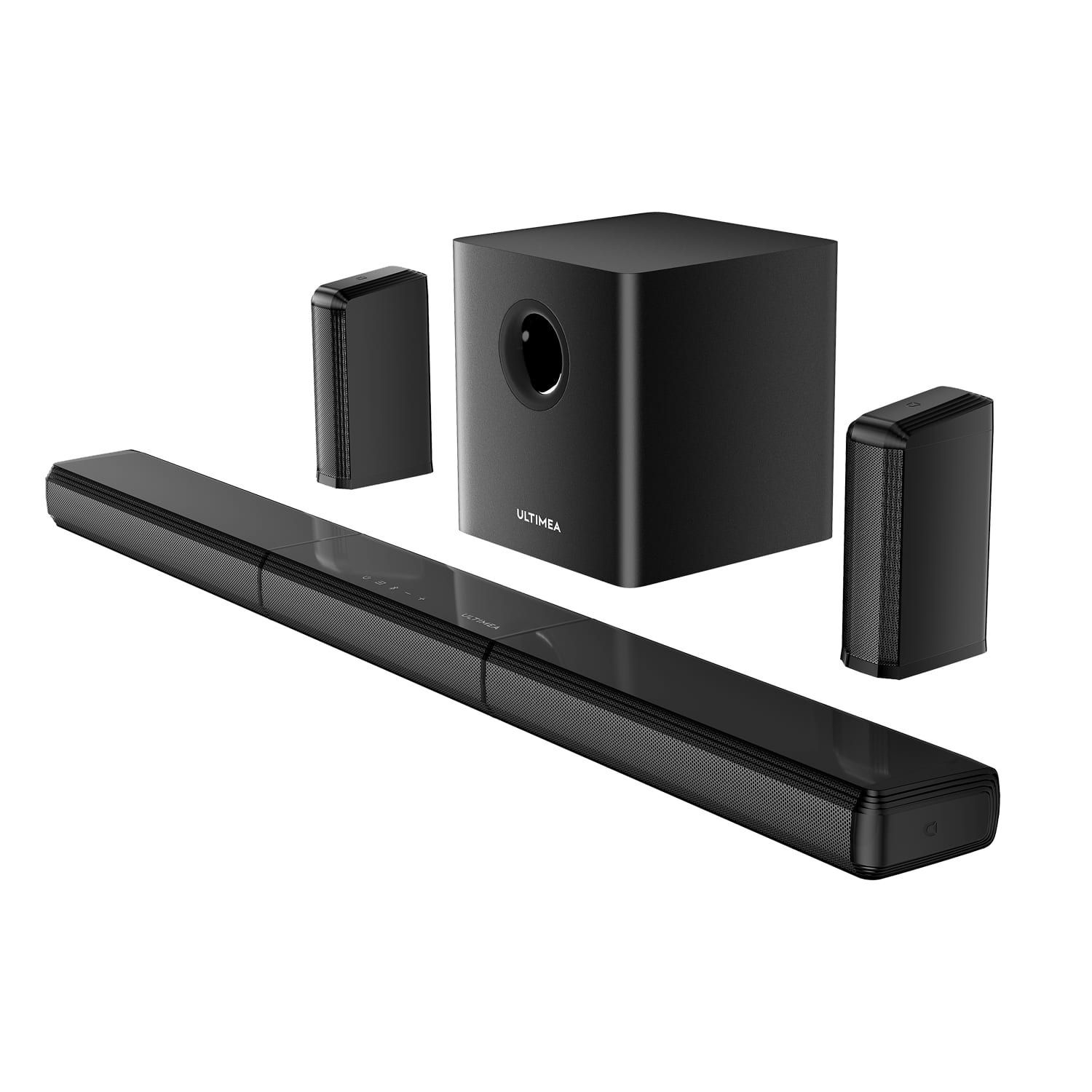 Ultimea - Apollo S70 Ultra 7.1ch Soundbar, Wireless Subwoofer, 2 Surround Speakers, RGB, 410W, App Control, HDMI/Opt/AUX - Black