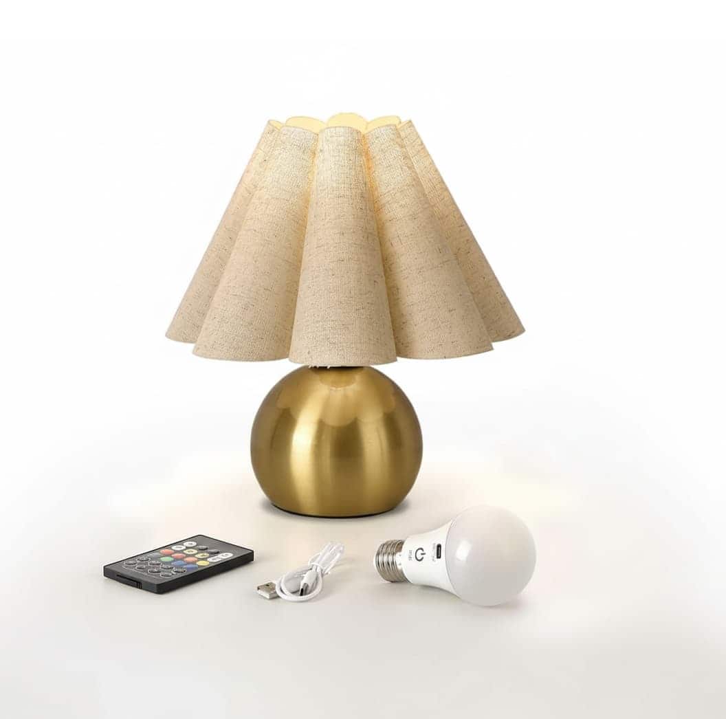 FINEAK - Rechargeable Cordless Mini Table Lamp with Remote (Small Spaces) - Gold
