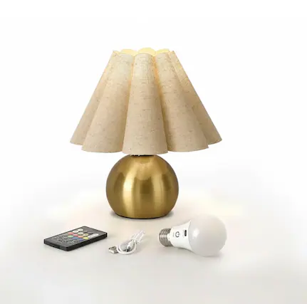 Front. FINEAK - Rechargeable Cordless Gold Mini Table Lamp with Remote (Small Spaces) - Gold.