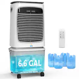 Etust - 1800CFM Evaporative Air Cooler with 6.6 Gal Tank & 4 Ice Packs, Portable Swamp Cooler, 12H Timer - Gray