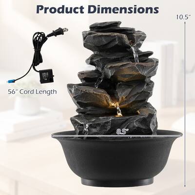 Gymax Tabletop Water Fountain w/LED Light Pump & Adjustable Flow Gymax Tabletop Water Fountain w/LED Light Pump & Adjustable Flow