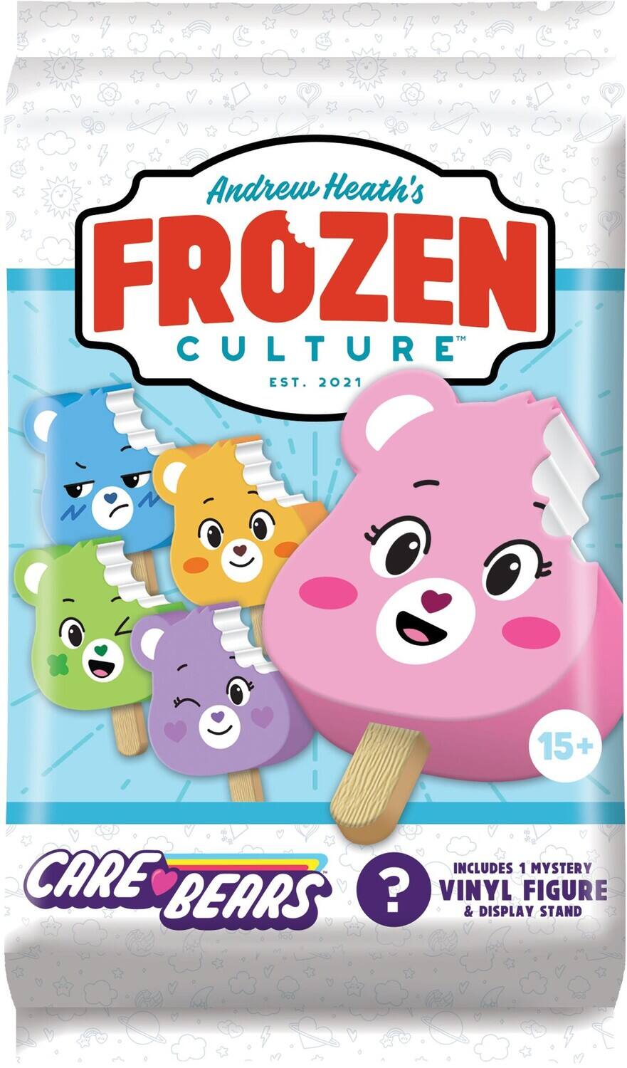 Andrew Heath's  
FROZEN CULTURE™  
EST. 2021  

15+  

INCLUDES 1 MYSTERY VINYL FIGURE & DISPLAY STAND  

CARE BEARS