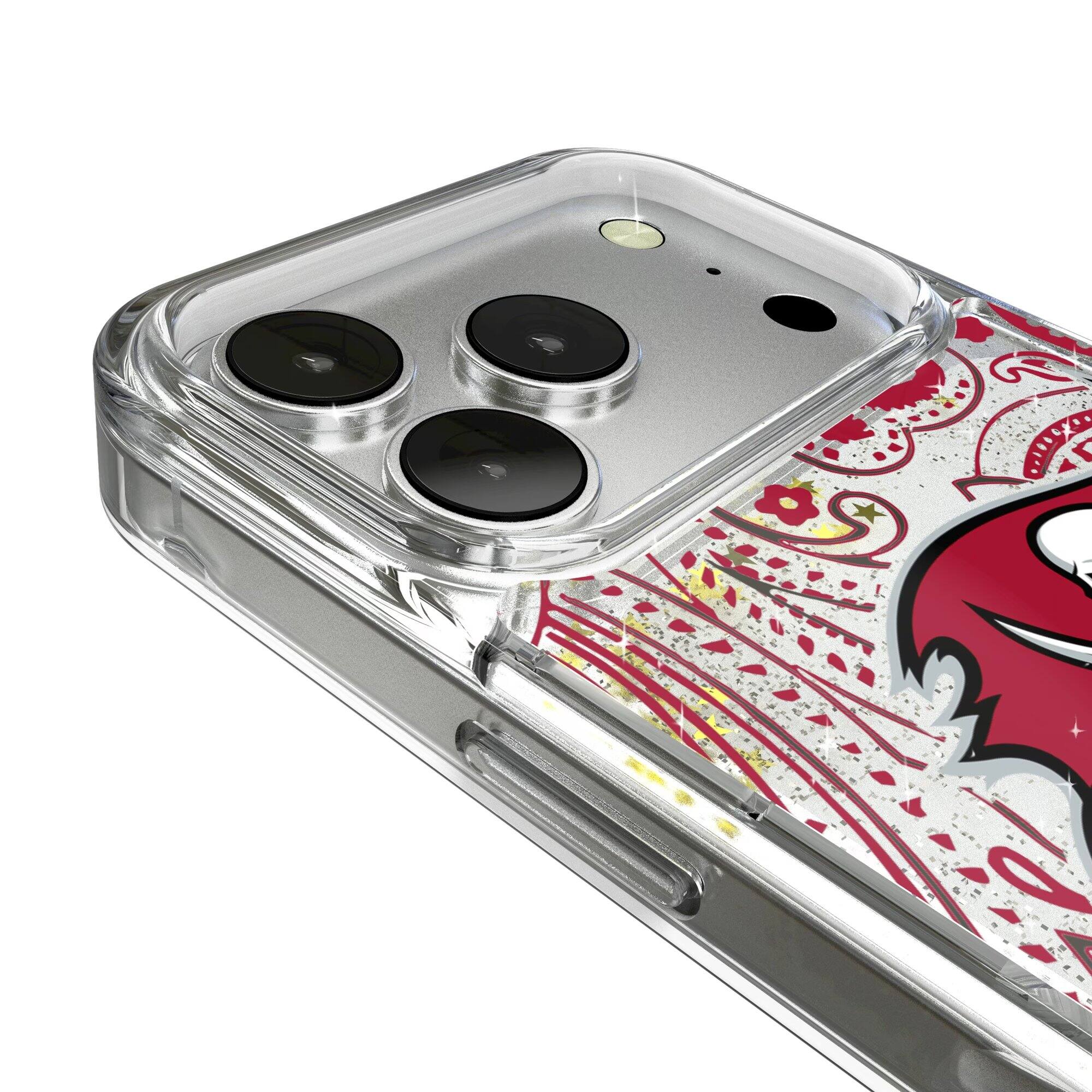 Alt View 2. Keyscaper - Tampa Bay Buccaneers iPhone Paisley Design Glitter Case - 16 Pro - Multicolor.