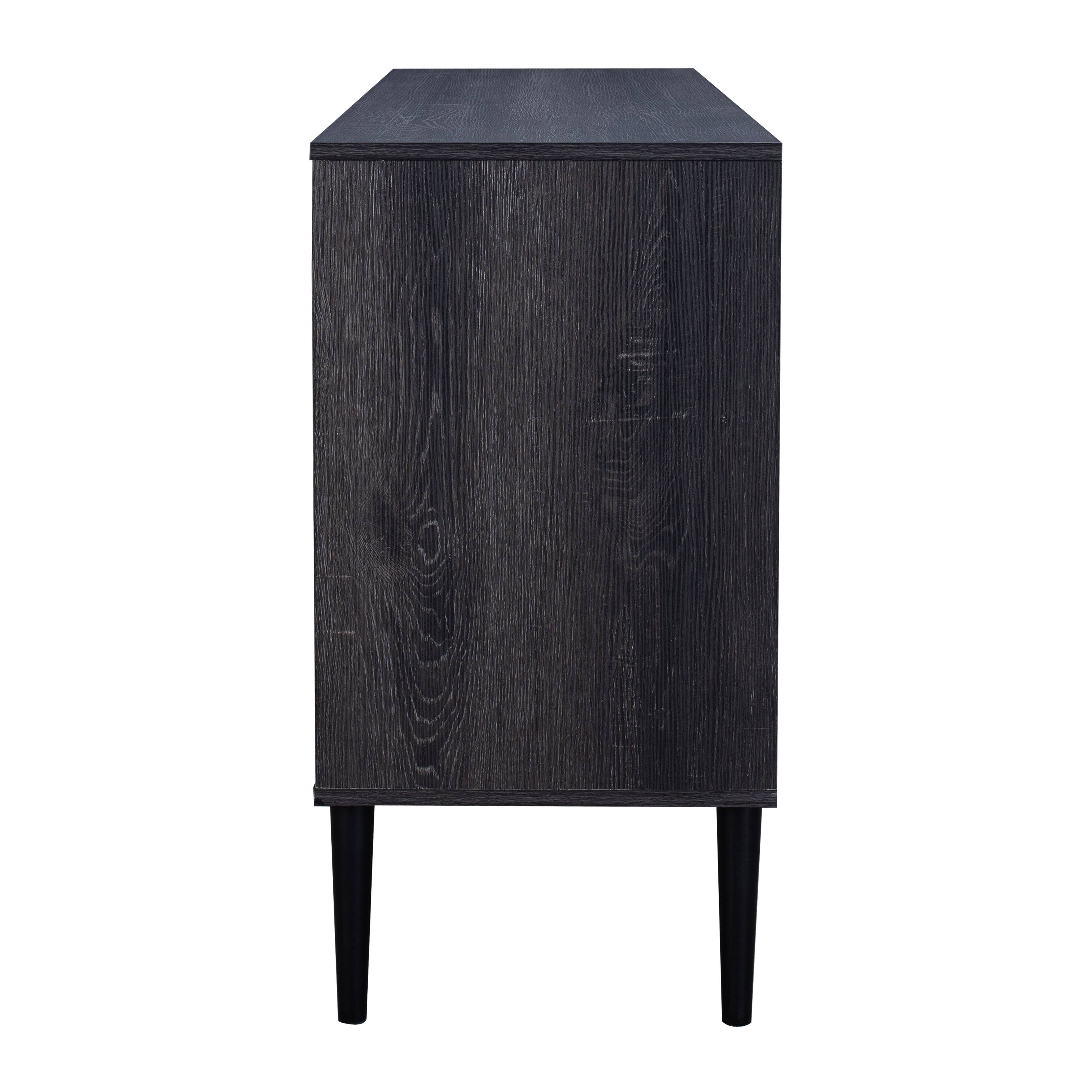 Alt View 1. CorLiving - CorLiving Ethan Engineered Wood Sideboard with 3 Fluted Glass Doors and 4 Internal Shelves - Distressed Dark Grey.