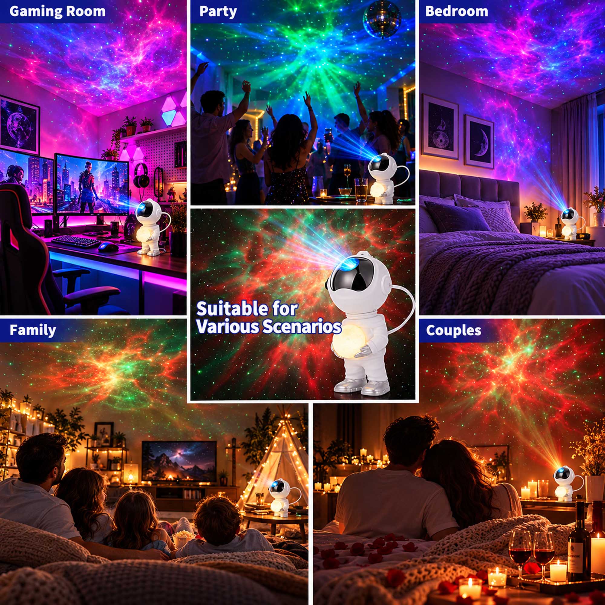 Gaming Room  
Party  
Bedroom  
Family  
Suitable for Various Scenarios  
Couples