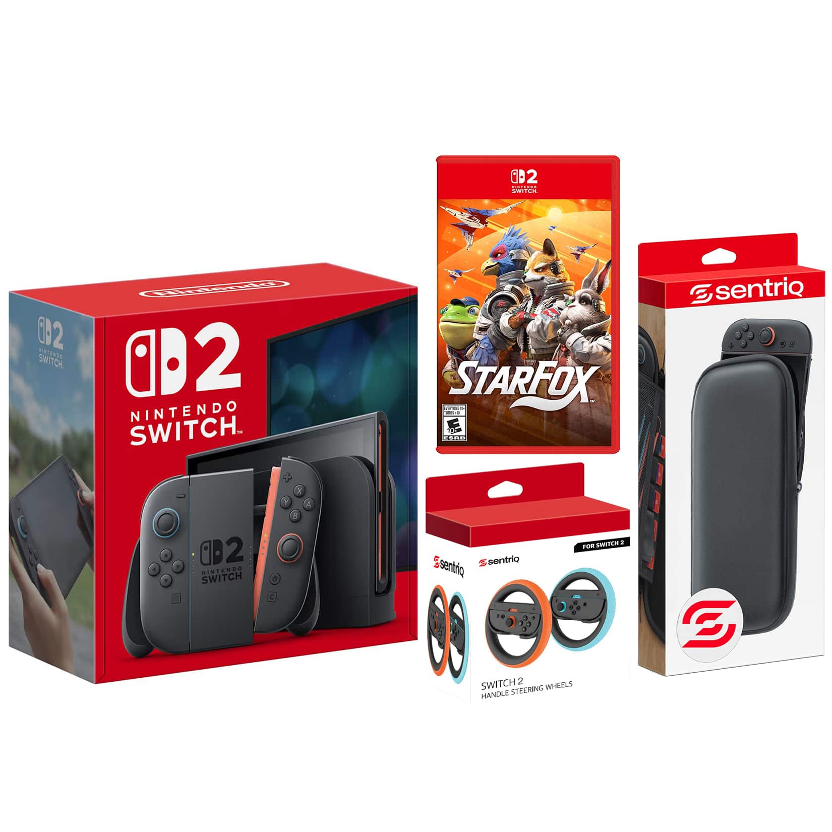Switch 2 Console with Star Fox Game and Joy Con Flight Steering Wheels and Case Bundle price history on PriceWatchPro