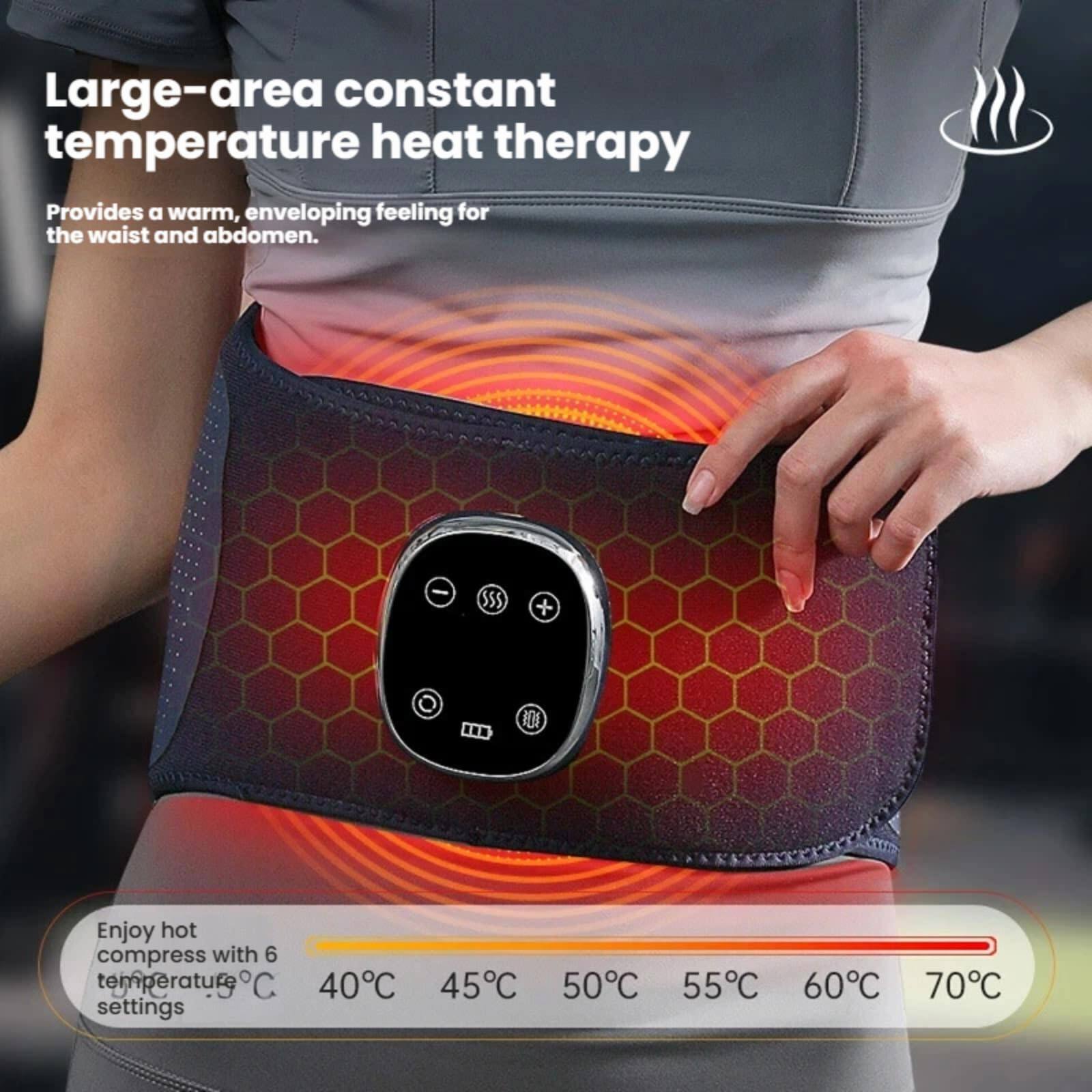 Large-area constant temperature heat therapy  
Provides a warm, enveloping feeling for the waist and abdomen.  

Enjoy hot compress with 6 temperature settings:  
40°C 45°C 50°C 55°C 60°C 70°C