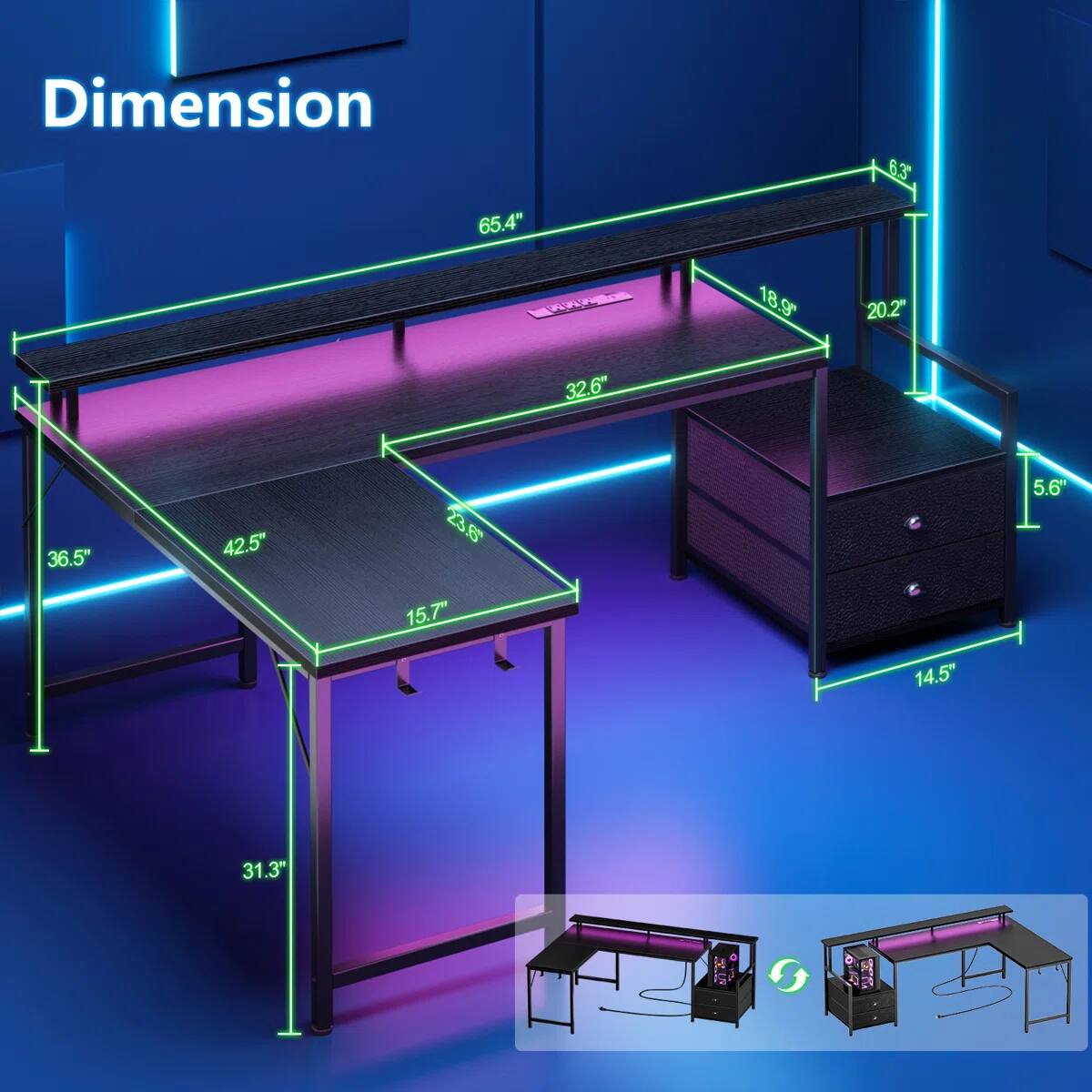 Dimension  
65.4" W  
18.9"  
20.2"  
32.6"  
36.5"  
42.5"  
23.6"  
5.6"  
15.7"  
14.5"  
31.3"  
SA 9  
2019