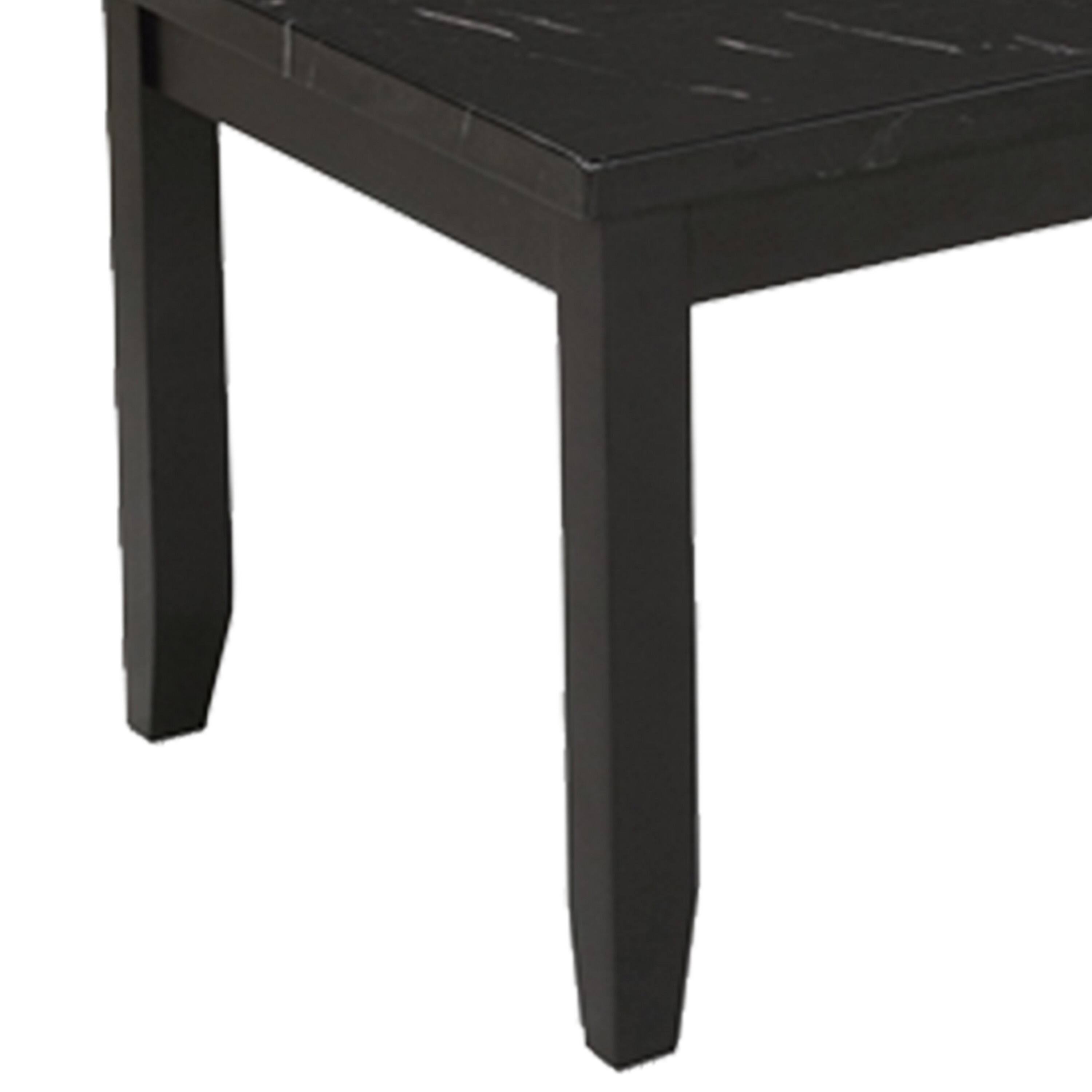 Alt View 3. Manhattan Lane - Lide 3 Piece Coffee Table and End Table Set, Faux Marble Top, Black Wood - Black.