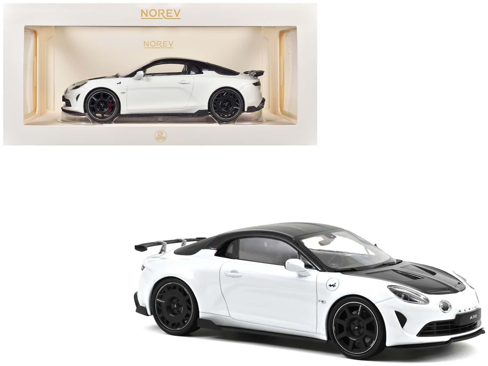 2024 Alpine A110 R Pearl White Metallic with Carbon Hood and Top 1/18 Diecast Model Car by Norev price history on PriceWatchPro