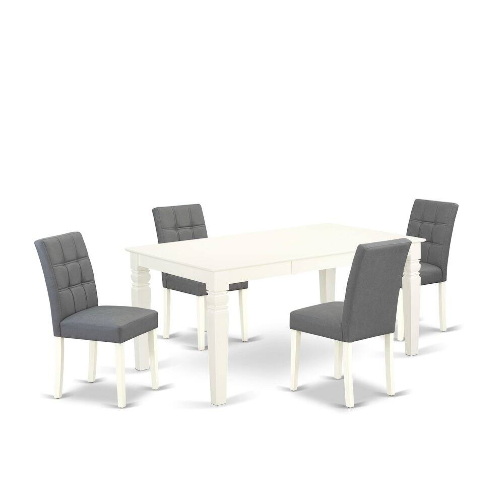 Alt View 2. East West Furniture - 5 Piece Dining Table Set consists A Kitchen Table - Linen White.