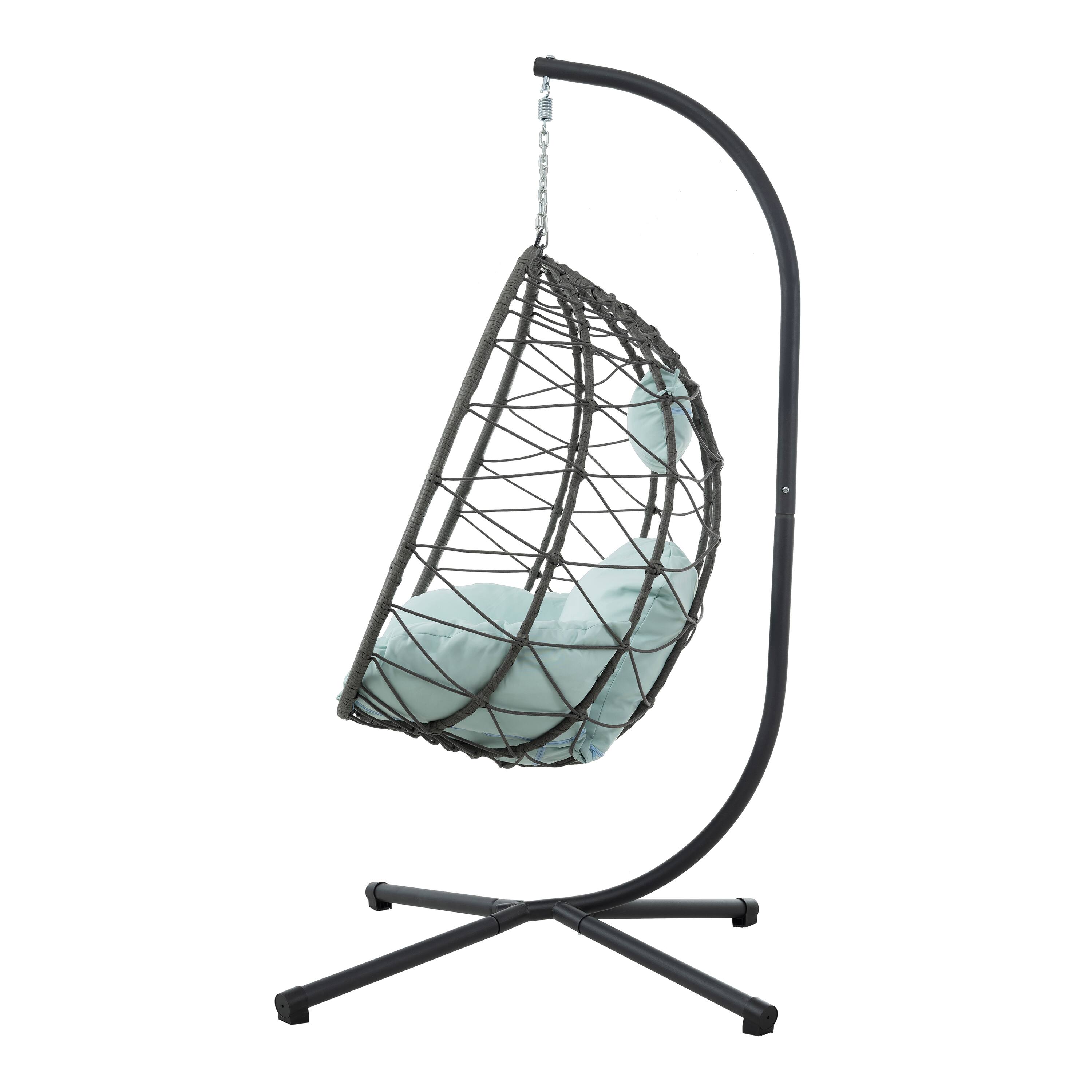 Alt View 1. APRILSOUL - Egg Chair with Stand Indoor Outdoor Swing Chair Patio Wicker Hanging Chair with Stand for Bedroom Living Room - Gray.