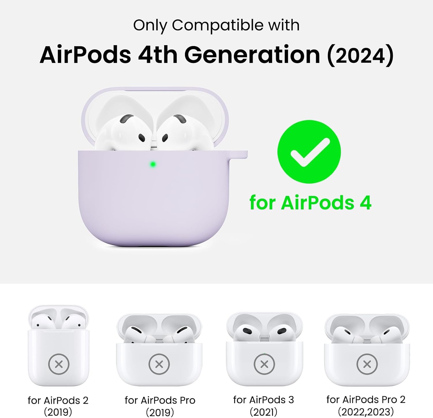 Only Compatible with AirPods 4th Generation (2024) for AirPods 4 for AirPods 2 (2019) for AirPods Pro (2019) for AirPods 3 (2021) for AirPods Pro 2 (2022,2023)