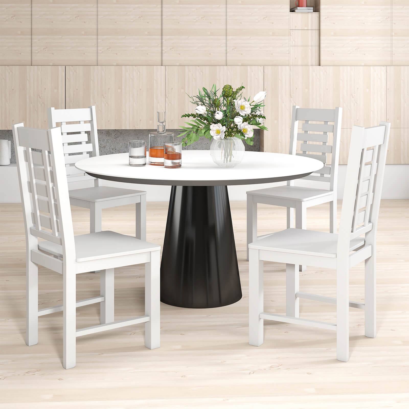 Alt View 3. Costway - Costway Farmhouse Dining Chair Set of 2 with 100% Rubber Wood Frame & Hollowed High - White.