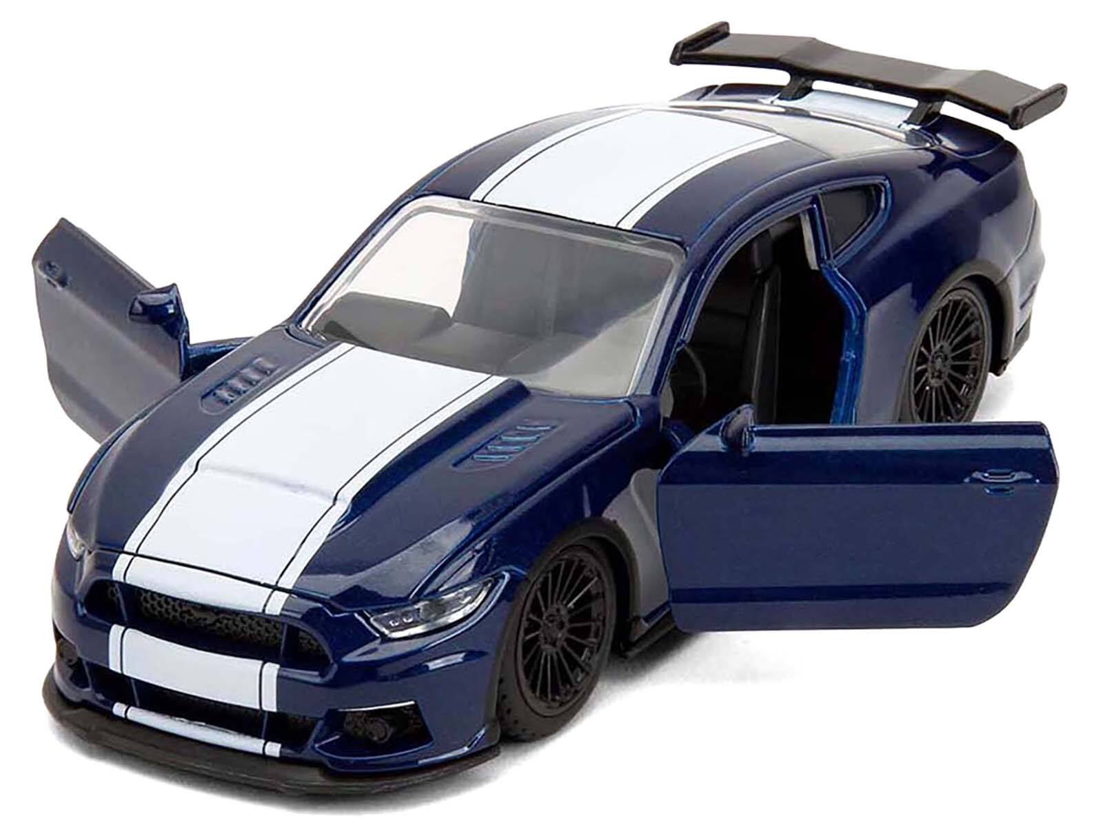 Alt View 1. Jada - 2016 Ford Mustang GT Dark Blue Metallic with White Stripe "F9" (2021) "Fast & Furious" Series 1/32 Model Car by Jada.