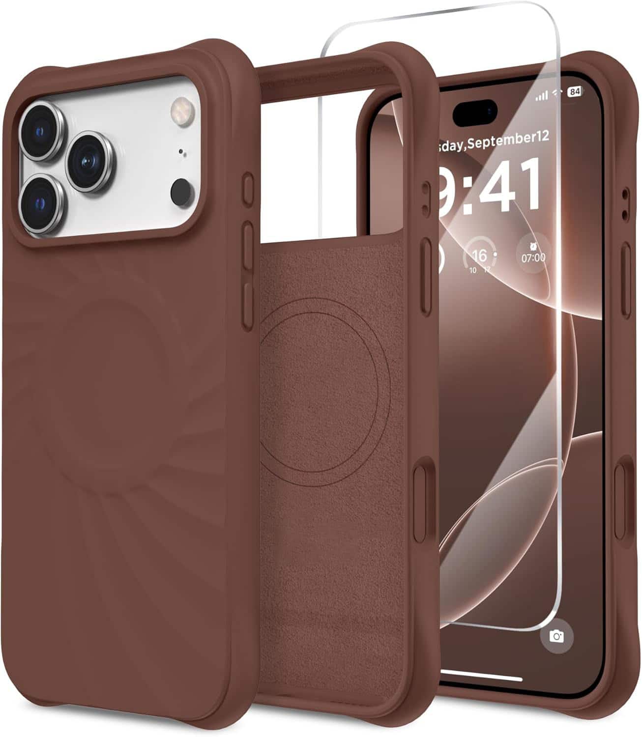 FINEAK - Compatible with MagSafe,for iPhone 17 Pro Max Case,Screen Protector - Caramel Brown