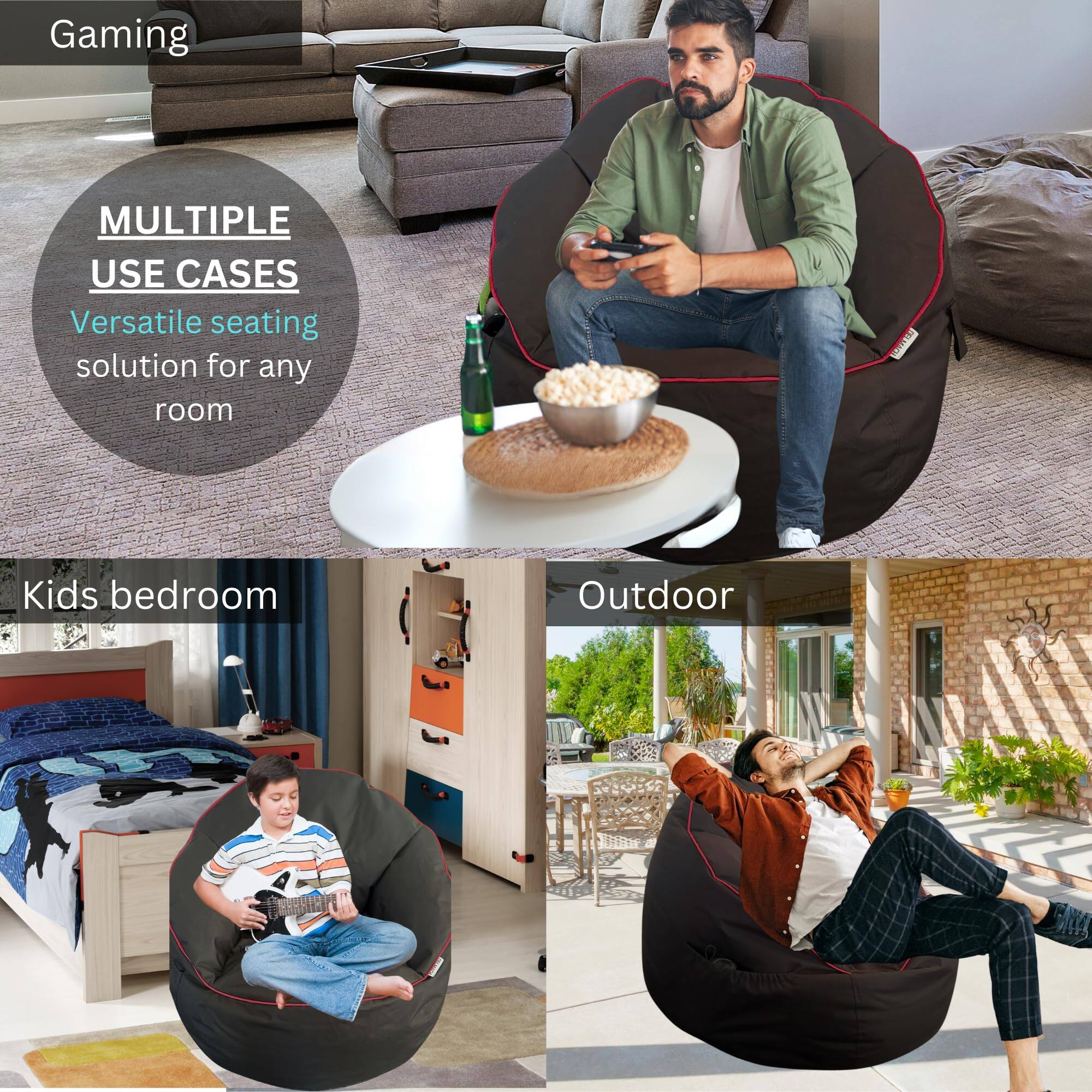Gaming  
MULTIPLE USE CASES  
Versatile seating solution for any room  

Kids bedroom  

Outdoor