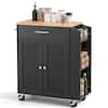 Front. VEVOR - Kitchen Island Cart with Storage, 31.3 in Wide Mobile Rolling Storage Island on Swivel Wheels, with Drawer - Black.