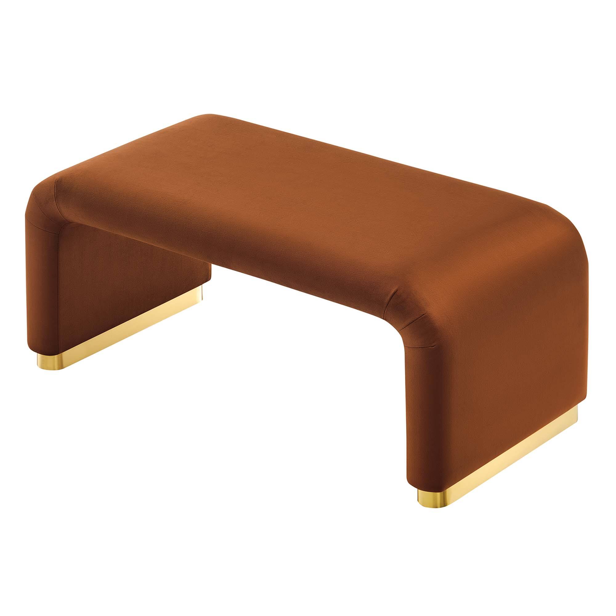 Alt View 5. Modway - Koda Performance Velvet Waterfall Ottoman by Modway - Brass Rust.