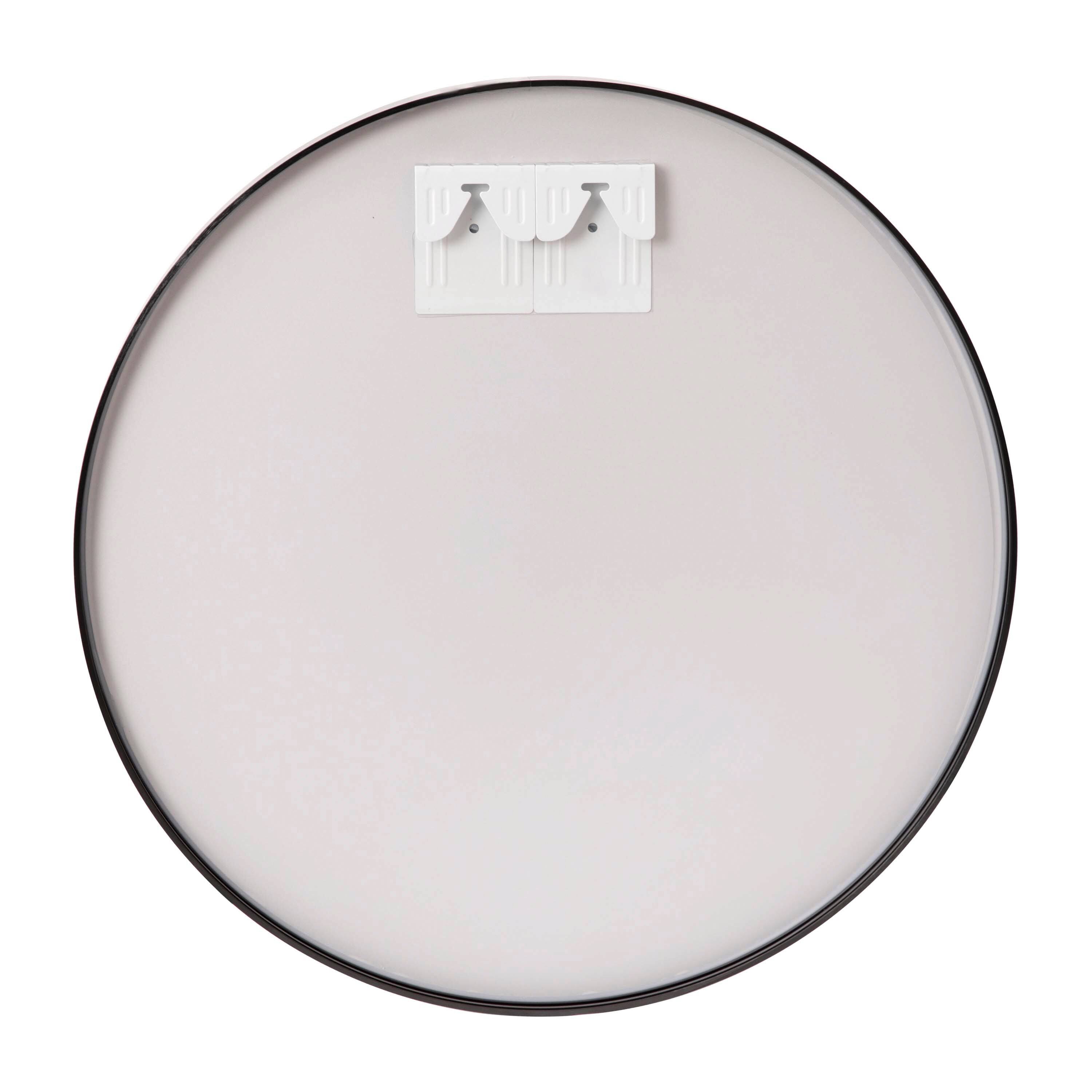 Alt View 5. Emma + Oliver - Metal Wall Mounted Mirror with Oxidized Finish for a Distressed Look, 4mm Silvered Back and Anti-Shatter Safety Film - Black.