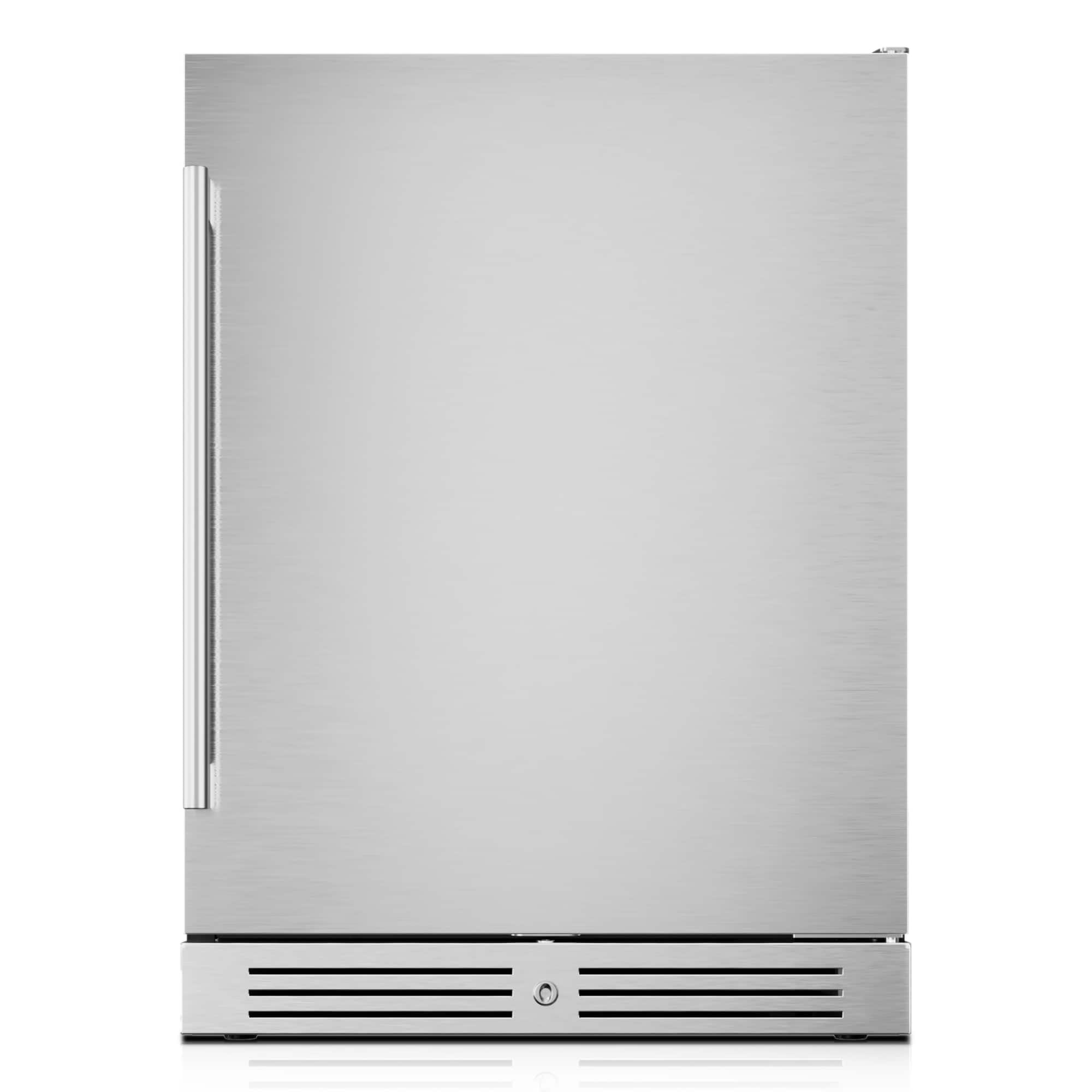 Front. Yeego - 140 Cans Beverage Refrigerator with Door Lock, ENERGY STAR Certified Compact Refrigerator for Home Garage & Outdoor - Silver.