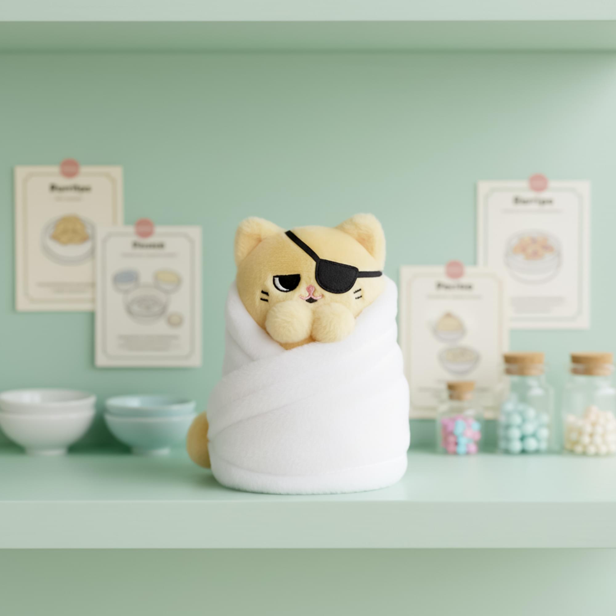 Alt View 2. Uncute - Purritos 7 Inch Cat In Blanket Plush Series 2 - Tamago - Beige.