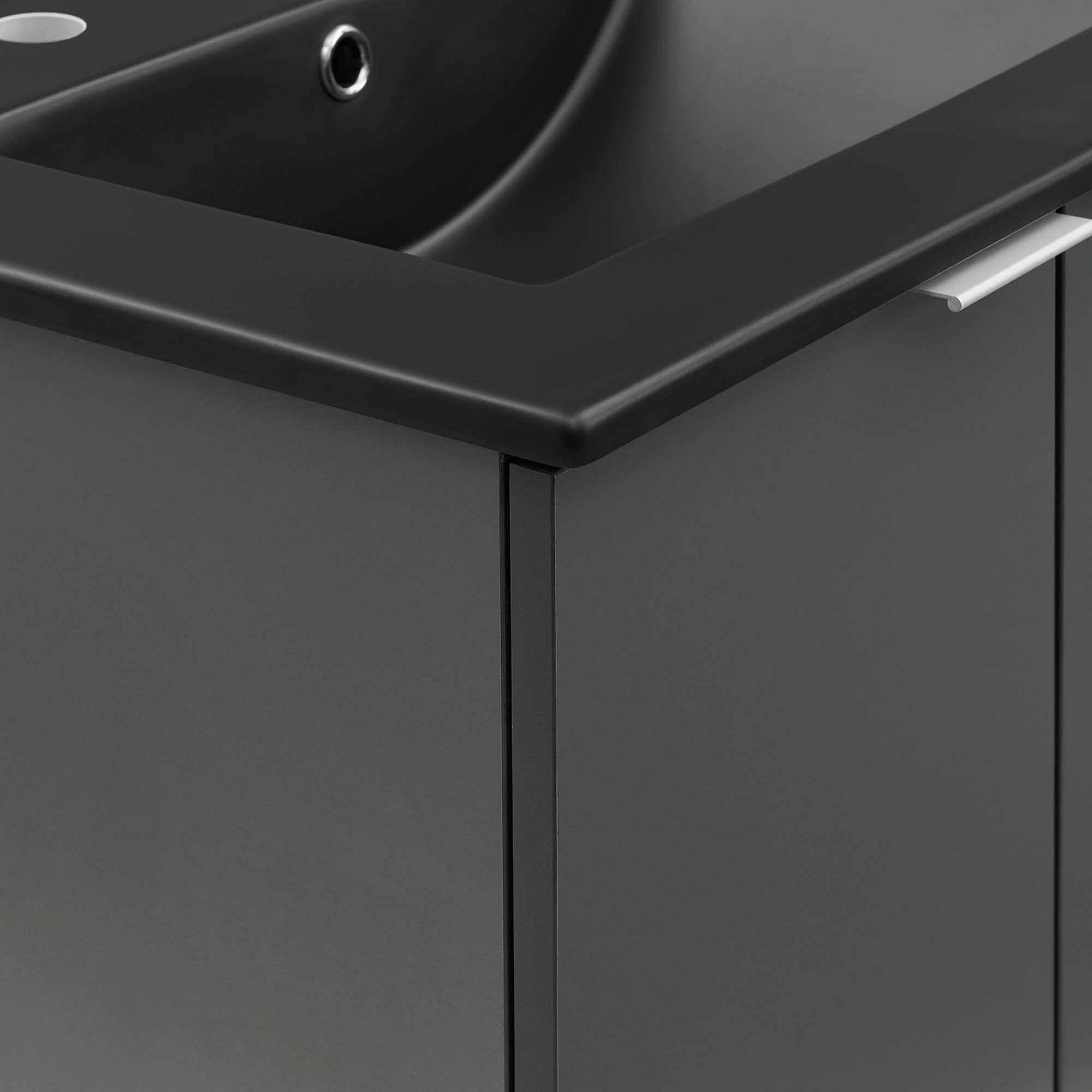 Alt View 6. Modway - Maybelle Wall-Mount Bathroom Vanity Basin Included - Gray Black.