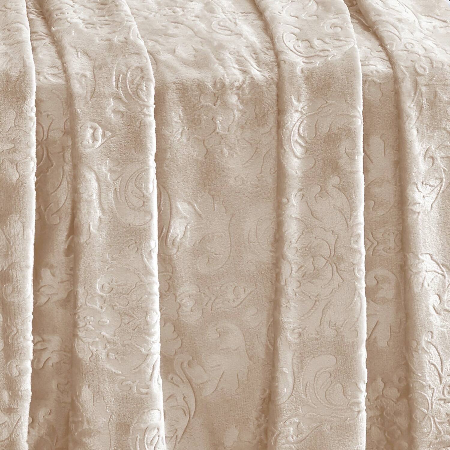 Alt View 4. Noble House - Plazatex Versailles Embossed Decorative Super Soft Throw Blanket for Sleep/Decor 2 Pack 50" x 60" Taupe - Taupe.