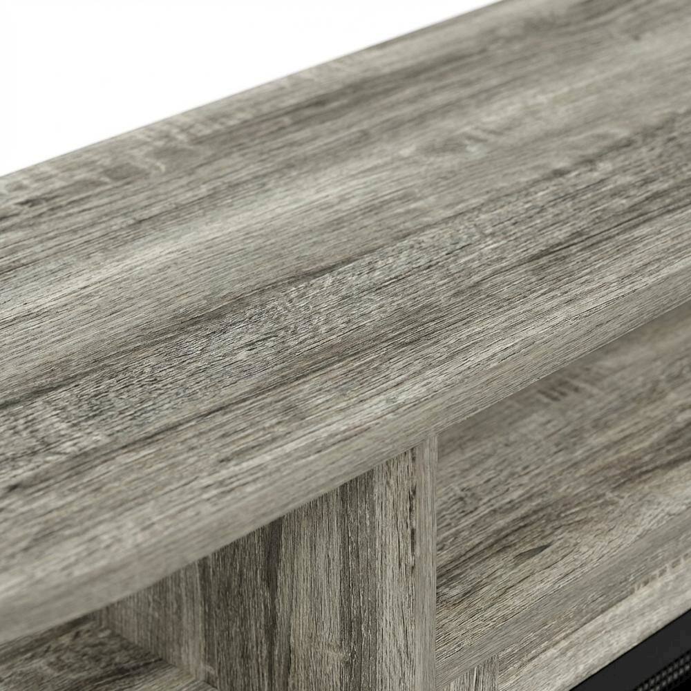 Alt View 4. FurniFact - Gray entertainment center stand, fireplace insert, TV up to 55 inches, solid - Gray.