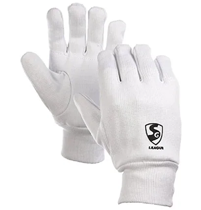 Front. Amber Sporting Goods - SG League Inner Gloves for Wicket Keeping Mens Size - White.
