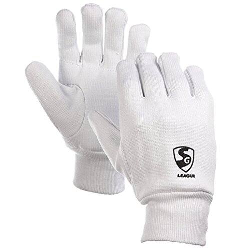 Front. Amber Sporting Goods - SG League Inner Gloves for Wicket Keeping Mens Size - White.