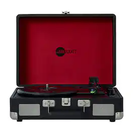 Arkrocket - Curiosity III Suitcase Bluetooth Record Player Turntable built-in Speakers (Black / Red) - Black Red