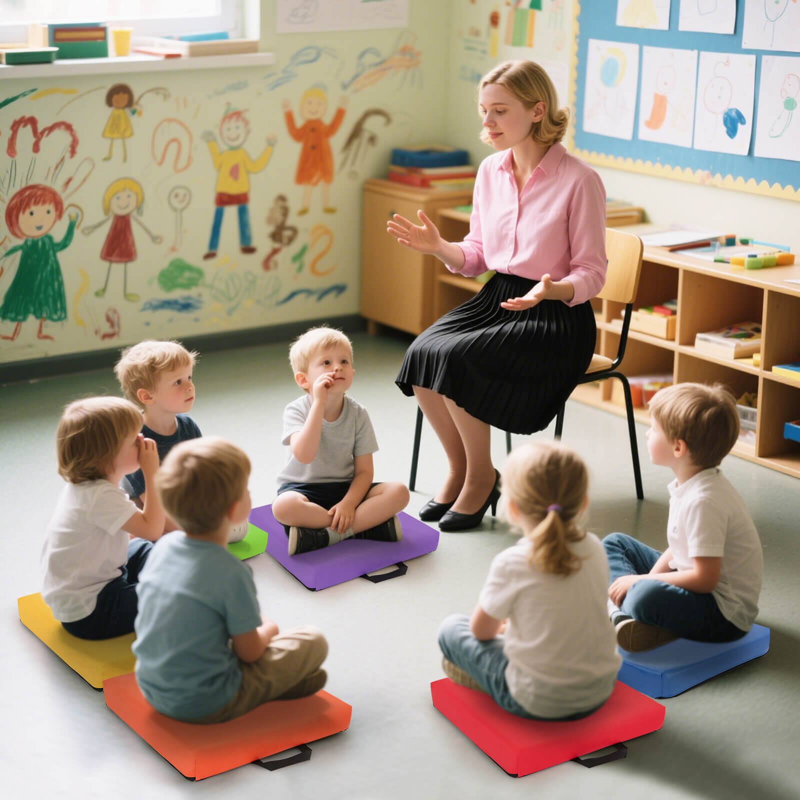 Alt View 4. Costway - Costway 16" Classroom Floor Cushions with Handles for Adults Toddlers for Home - Multicolor.