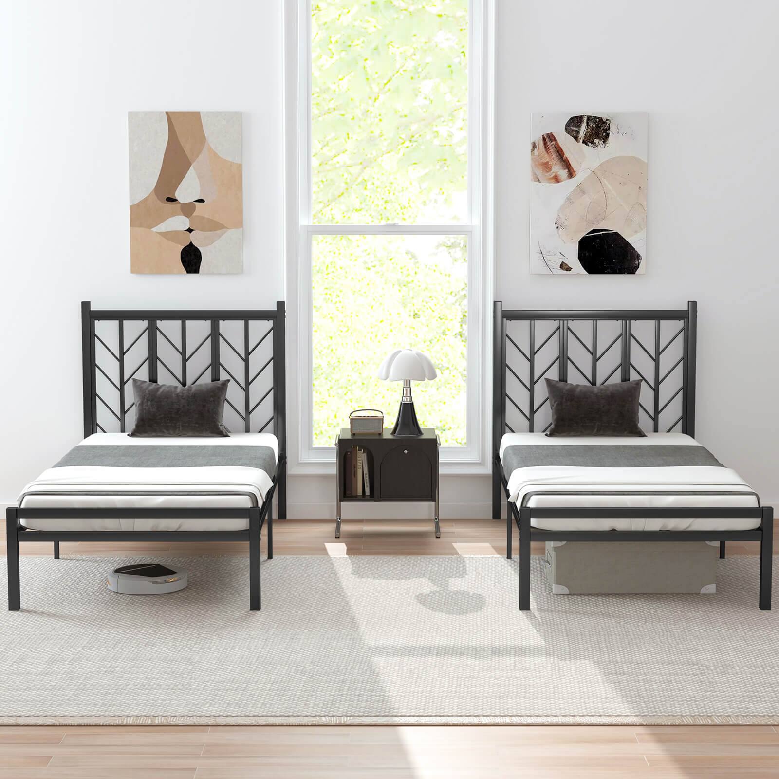 Alt View 5. Costway - Costway Twin Size Platform Bed with Headboard 11.5" Under Bed Storage Easy Assembly - Black.