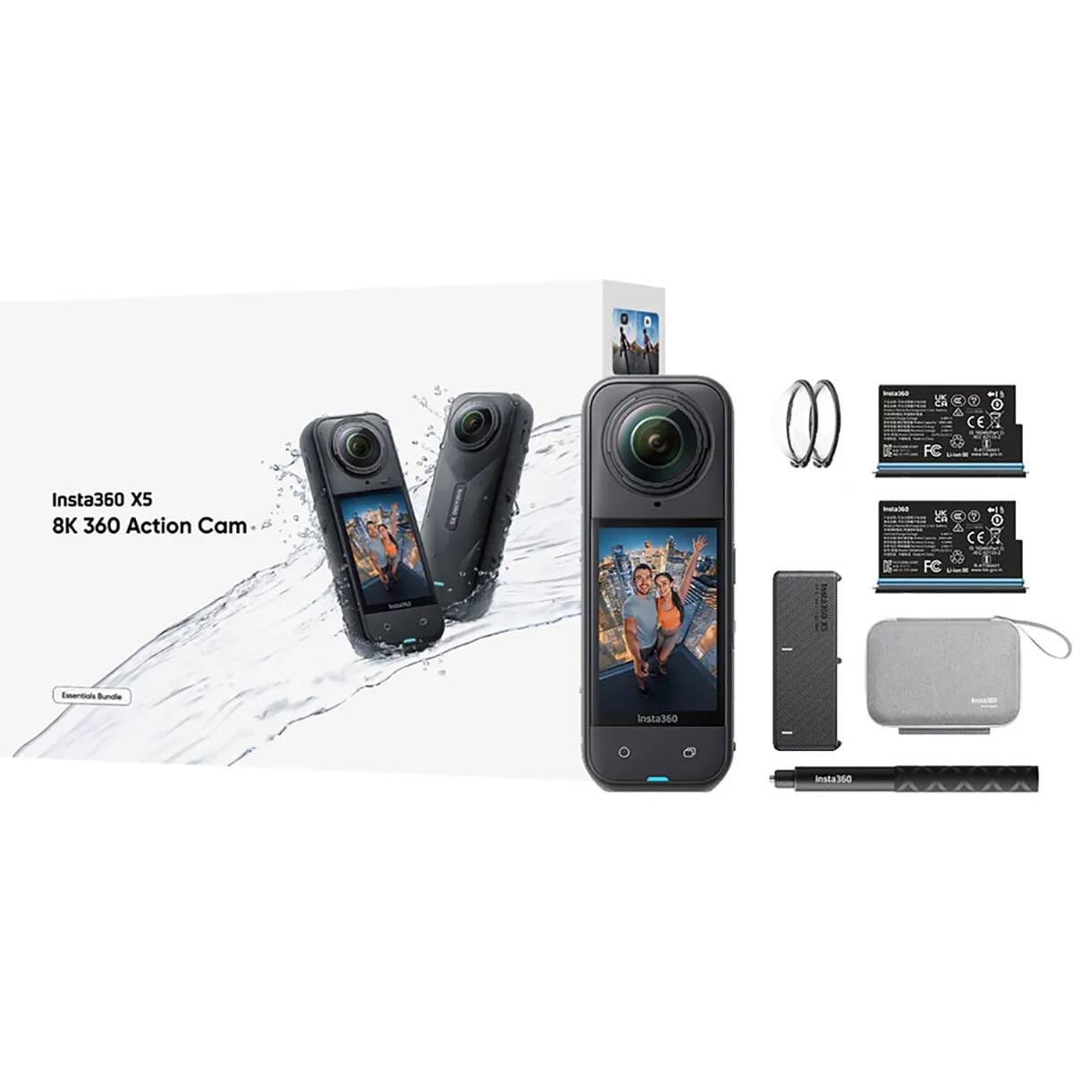 BaCebook  
UK  
CE  
FC  
Insta360 X5 8K 360 Action Cam  
BaCciol  
UK CE FC  
I  
Essentials Bundle  
Insta360  
Insta350