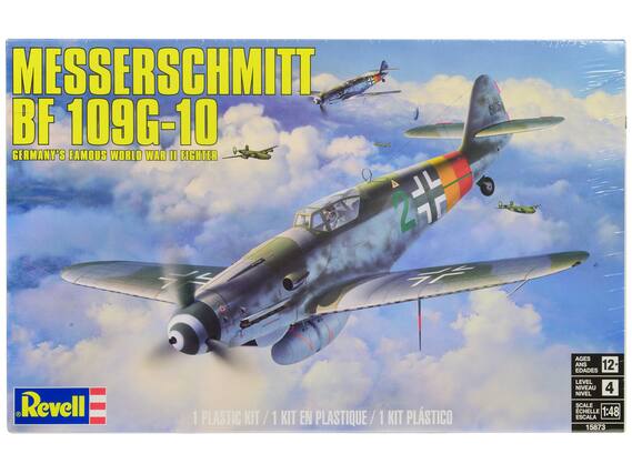 MESSERSCHMITT BF 109G-10
GERMANY'S FAMOUS WORLD WAR II FIGHTER
1 PLASTIC KIT / 1 KIT EN PLASTIQUE / 1 KIT PLÁSTICO
AGES 12+
EDADES 12+
LEVEL 4
NIVEAU 4
NIVEL 4
SCALE 1:48
ESCALA 1:48
ESCALA 1:48
15873
Revell