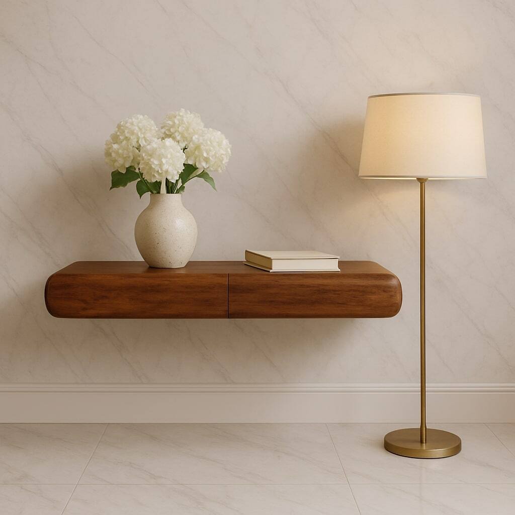 Alt View 2. Artisan Furniture - Artisan Furniture Solid Wood Solis Wall-Mounted Console - Brown.